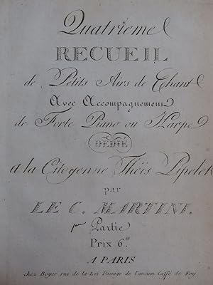 Immagine del venditore per MARTINI J. P. E. Recueil No 4 Petits Airs 1 Chant Piano ou Harpe ca1794 venduto da partitions-anciennes