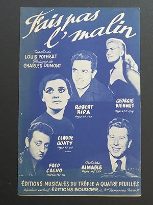 Bild des Verkufers fr Fais pas l'malin Charles Dumont Chant 1956 zum Verkauf von partitions-anciennes