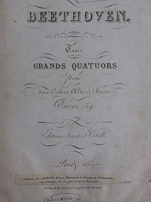BEETHOVEN Quatuors op 59 Violons Alto Violoncelle ca1825