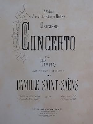 SAINT-SAËNS Camille Concerto No 2 op 22 2 Pianos 4 mains ca1875
