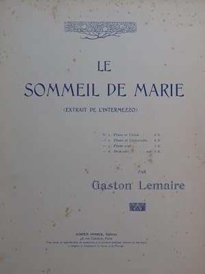 Imagen del vendedor de LEMAIRE Gaston L'Intermezzo Le Sommeil de Marie Violon Piano a la venta por partitions-anciennes