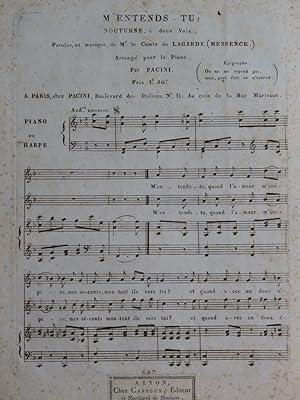 Bild des Verkufers fr LAGARDE M'entends-tu ? Chant Piano ou Harpe ca1820 zum Verkauf von partitions-anciennes