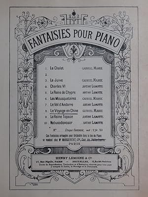 Immagine del venditore per GABRIEL-MARIE Fantaisie sur Le Voyage en Chine de F. Bazin Piano venduto da partitions-anciennes