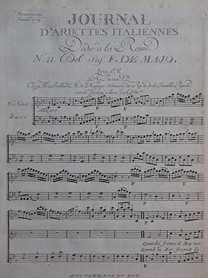 Seller image for DE MAJO F. Quando freme il Mar tur bato Chant Violon Basse 1779 for sale by partitions-anciennes