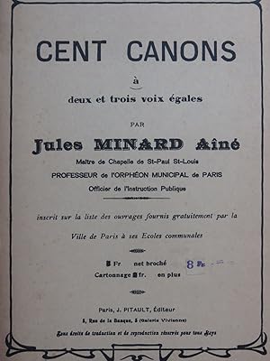 MINARD Jules Cent Canons à deux ou trois voix