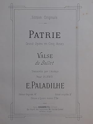Seller image for PALADILHE E. Patrie Valse du Ballet Piano ca1887 for sale by partitions-anciennes