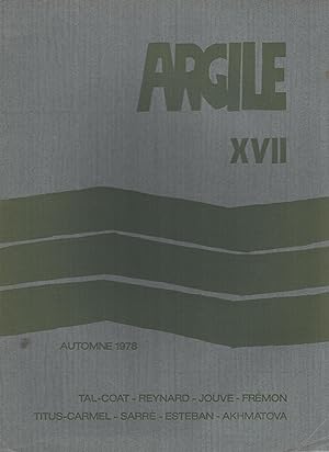 Image du vendeur pour Argile, n XVII, automne 1978 mis en vente par PRISCA