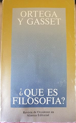 Image du vendeur pour Qu ES FILOSOFIA? mis en vente par Libreria Lopez de Araujo