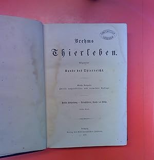 Bild des Verkufers fr Brehms Thierleben. Allgemeine Kunde des Thierreichs. Groe Ausgabe. Zweite Auflage. Erste Abtheilung - Kriechtiere, Lurche und Fische. ERSTER BAND. KRIECHTIERE. zum Verkauf von biblion2