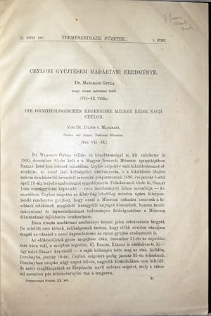 Ceyloni Gyujtesem Madartani Eredmenye / Die Ornithologischen Ergebnisse Meiner Reise Nach Ceylon ...