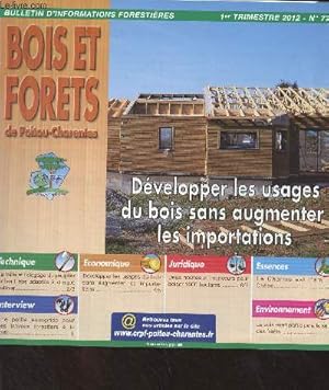 Bild des Verkufers fr Bois et forts de Poitou-Charentes, Bulletin d'informations forestires n77 1er trim. 2012 - La taille et l'lagage du peuplier doivent tre adapts  chaque cultivar - Dvelopper les usages du bois sans augmenter les importations - Deux nouveaux finance zum Verkauf von Le-Livre