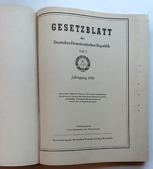 Gesetzblatt der Deutschen Demokratischen Republik. - Teil I. Jg. 1983 (Nr. 1 - 38)