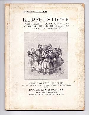 Kunstauktion 23: Kupferstiche, Radierungen, Handzeichnungen, Lithographien, Moderne Graphik.Verst...