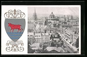 Präge-Postcard Oxford, Panorama, Wappen