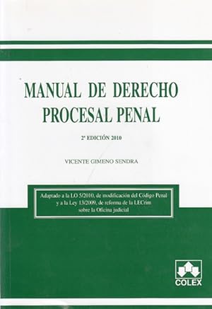 Seller image for MANUAL DE DERECHO PROCESAL PENAL for sale by Librera Vobiscum