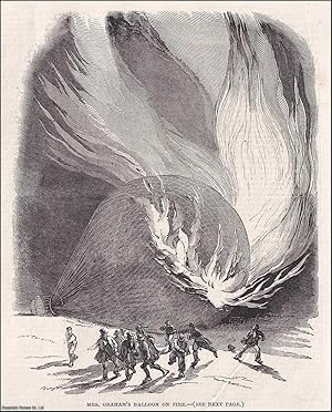 Seller image for Destruction of Mrs. Graham's Balloon by fire. An original print from the Illustrated London News, 1850. for sale by Cosmo Books