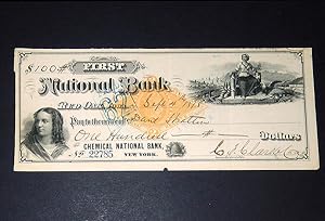 1878 Red Oak IA Bank Check for $100 to Daniel Stratton, Wayne County, Wooster, OH