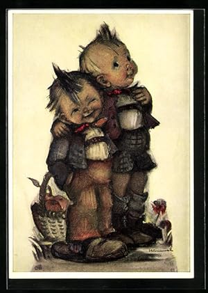 Bild des Verkufers fr Knstler-Ansichtskarte Hummel: Zwei kleine Freunde zum Verkauf von Bartko-Reher