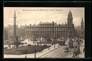 Bild des Verkufers fr Ansichtskarte Glasgow, George Square and Merchant`s House, Tramway, Strassenbahn zum Verkauf von Bartko-Reher