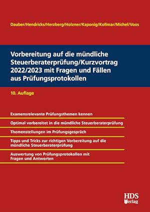 Seller image for Vorbereitung auf die mndliche Steuerberaterprfung/Kurzvortrag 2022/2023 mit Fragen und Fllen aus Prfungsprotokollen for sale by buchlando-buchankauf