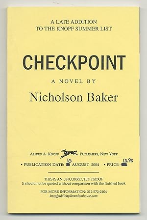 Bild des Verkufers fr Checkpoint zum Verkauf von Between the Covers-Rare Books, Inc. ABAA
