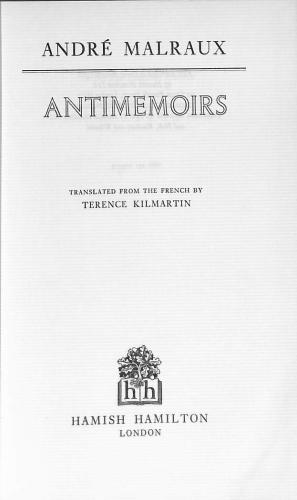 Image du vendeur pour Antimemoirs mis en vente par WeBuyBooks