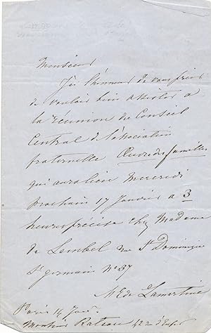 Élisa ou Marianne de LAMARTINE lettre autographe signée