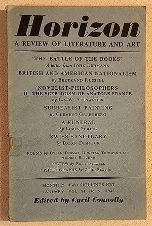 Bild des Verkufers fr Horizon January 1945 - A Review of Literature and Art: zum Verkauf von Shore Books
