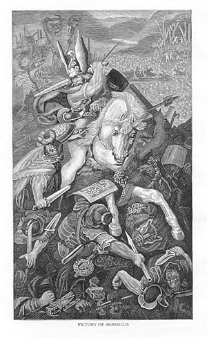 VICTORY OF ARMINICUS , ANTIQUE MILITARY BATTLESCENE PRINT