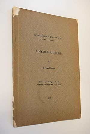 Bild des Verkufers fr Families of Asteroides. National research Council of Japan, Reprinted from the Japanese JOurnal of Astrnomy and Geophysics, Vol. I, No.3 zum Verkauf von Antiquariat Biebusch