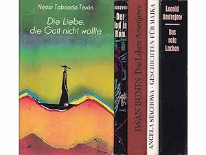 Imagen del vendedor de Bchersammlung Varia, Erzhlungen, Romane". 5 Titel. 1.) Nstor Taboada Tern: Die Liebe, die Gott nicht wollte, Roman, bersetzung aus dem Spanischen von Rudolf Klein 2.) Iwan Bunin: Das Leben Arsenjews, Gesammelte Werke in Einzelausgaben, hrsg. von Karlheinz Kasper 3.) Leonid Andrejew: Das rote Lachen, Erzhlungen 1898 1906 4.) Wolfgang Koeppen: Der Tod in Rom, Roman 5.) Angela Stachowa: Geschichten fr Majka, Erzhlungen, mit Illustrationen von G. Ruth Mossner a la venta por Agrotinas VersandHandel