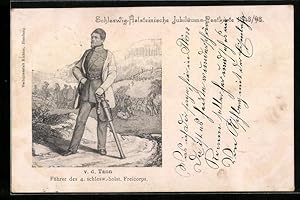 Imagen del vendedor de Ansichtskarte V. d.Tann, Fhrer des 4. schlesw.-holst. Freicorps, Schleswig-Holsteinische Jubilums-Postkarte 1848-98 a la venta por Bartko-Reher