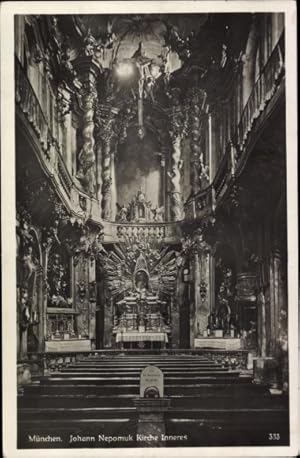 Ansichtskarte / Postkarte München, Johann Nepomuk Kirche, Inneres