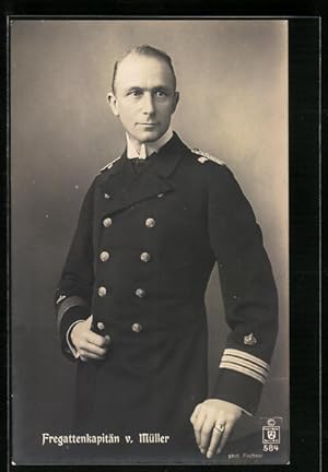 Bild des Verkufers fr Ansichtskarte Portrait von Fregattenkapitn Karl von Mller in Uniform zum Verkauf von Bartko-Reher