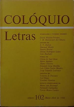 COLÓQUIO LETRAS, N.º 102, MARÇO-ABRIL 1988.