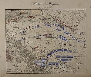 Schlacht bei Wagram. Den 5. Juli 1809. Kupferstich - Karte mit Formationskolorit aus R. von Rothe...
