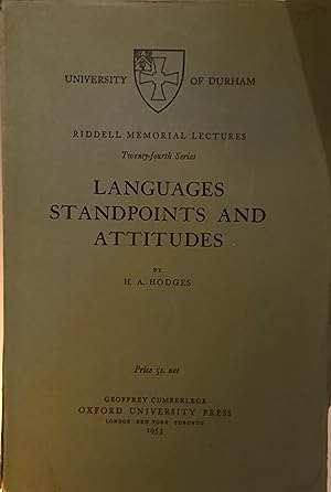 Languages, Standpoints and Attitudes: Riddell Memorial Lectures, Twenty-Fourth Series