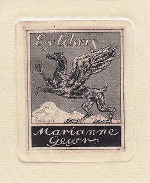 Seller image for Ex libris Marianne Geyer. Greif nach links ber Gebirge. for sale by Antiquariat  Braun