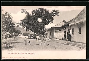 Postcard Anapoima cerca Bogota, Strassenpartie im Ort, Mann mit Packesel