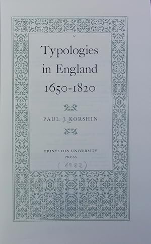 Immagine del venditore per Typologies in England : 1650 - 1820. venduto da Antiquariat Bookfarm