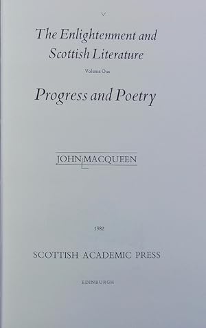 Bild des Verkufers fr The Enlightenment and Scottish literature ; Vol. 1. Progress and poetry. zum Verkauf von Antiquariat Bookfarm