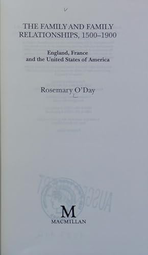 Immagine del venditore per The family and family relationships, 1500 - 1900 : England, France and the United States of America. Themes in comparative history. venduto da Antiquariat Bookfarm