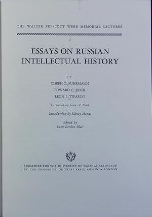 Bild des Verkufers fr Essays on Russian intellectual history. The Walter Prescott Webb memorial lectures ; 5. zum Verkauf von Antiquariat Bookfarm