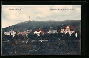 Bild des Verkufers fr Ansichtskarte Freienwalde a. O., Wilhelmstrasse u. Kriegerdenkmal zum Verkauf von Bartko-Reher