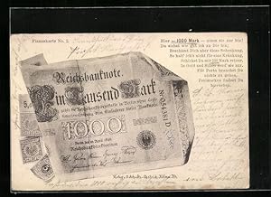 Ansichtskarte Finanzkarte No. 2, 1000 Reichsmark-Banknote