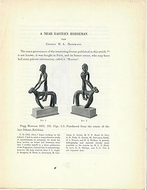 Imagen del vendedor de Offprints of two scholarly articles on ancient Syrian equestrian bronzes: "A Near Eastern Horseman," and "Dieux et Chevaux: A propos de quelques bronzes d'Anatolie de Syrie et d'Armenie" a la venta por Robin Bledsoe, Bookseller (ABAA)