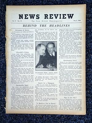 Immagine del venditore per News Review. The First British Newsmagazine. (5 Wartime Issues). Issues of 2nd, 9th, 16th, 23rd and 30th May 1940 ( Vol 9 No 18 to Vol 9 No 22.) venduto da Tony Hutchinson