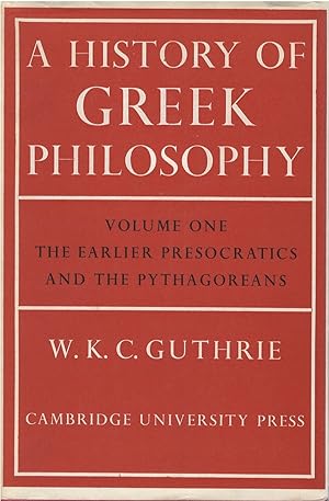 Imagen del vendedor de A History of Greek Philosophy, Volume One: Earlier Presocratics and Pythagoreans a la venta por The Haunted Bookshop, LLC