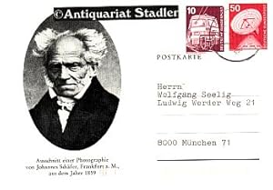 Postkarte, auf der Rückseite mit einem 6-zeiligen, handgeschriebenen Text von Arthur Hübscher mit...