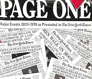 Bild des Verkufers fr Page One: Major Events, 1920-1976, as Presented in the New York Times zum Verkauf von WeBuyBooks